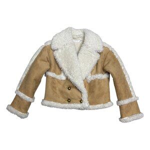 ALTAR'D STATE Faux Sherpa Fleece Faux Leather Shearling Cropped Jacket Womens XS
